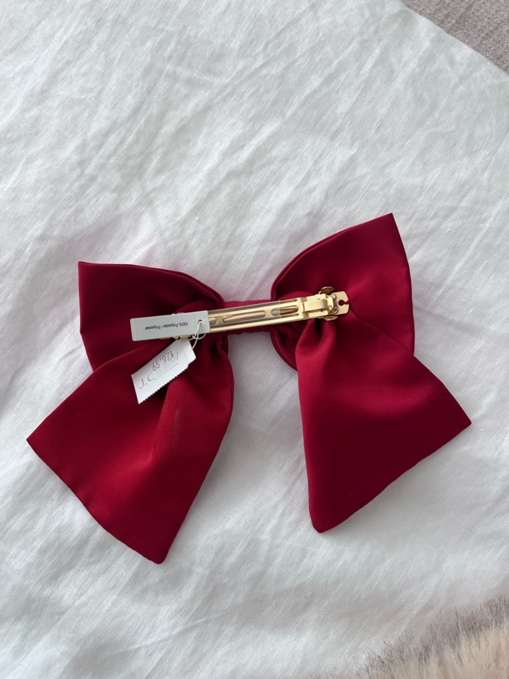 J. Crew Deep Red Satin Bow Hair Accessory - Picture 2 of 2